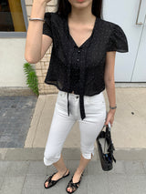 [MADE] Shimiz Dotted Puff Blouse