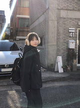 Pump Check Color Matching Hood Bomber Padding Jumper