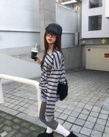 (Unisex) Stripe collar T