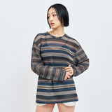 SEE-THROUGH CRAFT KNIT PULLOVER BLUE