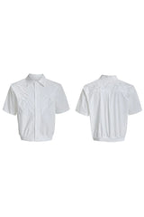 Textured Embroidered Cropped Shirt
