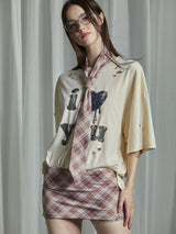 CHECK JERSEY SKIRT