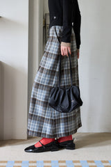 CHECK SLIT LONG SKIRT GRAY