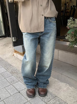 エヴラ ヴィンテージ ウォッシング セミブーツカット デニム パンツ