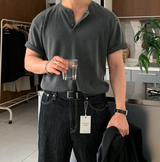 ユナイシティピグメントワッフルインシジョンヘンリーネックマッスルフィットショートスリーブTy