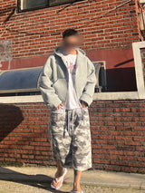 スウェット X デニム 2レイヤードショーツ