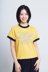 ユニバーサルプリント ½Tシャツ (yellow/navy)