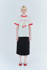 チェリーリンガーTシャツ_クリーム/レッド