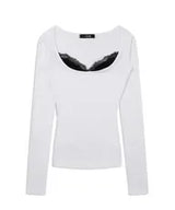 LACE LONG SLEEVE TEE (WHITE)