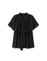 レオニーⅤネックケープタイボタンブラウス Black