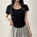 Deemo span button short sleeve tee