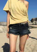 ROUGH LOW DENIM SHORTS