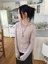 ミニューシースルーウール切開長袖Tシャツ(4c)