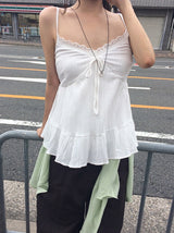 Robit Lace Flare Frill Sleeveless Blouse