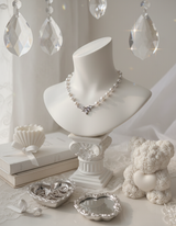 [Jo Yuri Necklace]ヘブンリークリスタルパールチョーカーネックレス - Silver Color