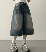 Kneb   Washing denim Bermuda shorts [Basic & Long]