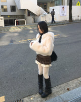パンプキンチェックレースミニスカート