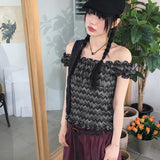Ptik Hippie Frill Banding Zigzag Off Shoulder T-Shirt