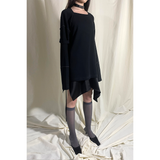 SLIP NECK OVERLOCKED TOP : BLACK