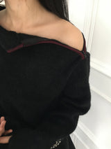 Unbal zipper loose knit