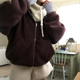 [BELLIDE MADE] Puppy, two-way bore fleece zip-up hoodie