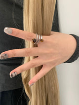 Tiger eyes spring silver ring
