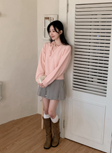タイポイントVネッククロップニット (5color)