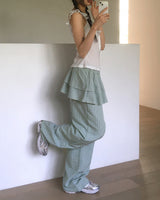 Sillo Check Tiered Layered Skirt Pants