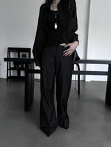 [unisex] pintuck wide laser slacks