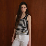Wool 100% Striped Knit Sleeveless_Black