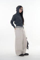 Button hood cardigan