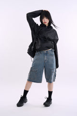 Code cargo bermuda denim pants