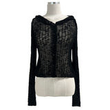  Breeze Layer See-through Button Hood Long Sleeve Knit Cardigan (4 colors)