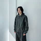 Texture Curved Harrington Jacket