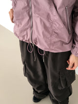 [MADE] Pained metal shirring balloon hood windbreaker two-way zip-up