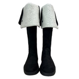 Winter folding dumble suede buckle belt knee high long boots (2 colors)