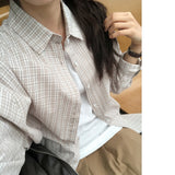 Berui Oversized Fit Boxy Fit Knitted Checkered Shirt Shirt [MANDARINETREE ONLY]