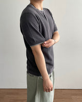 Tonal Layered Henley Neck Knit