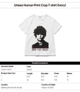 Unisex Human Print Crop T-shirt (White)