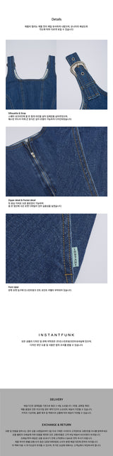 Square-neck denim corset dress