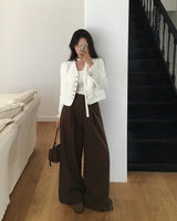 Meld Buckle Pintuck Slacks Pants