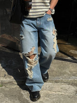 Waydone destroyed wide denim pants