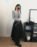 [MADE] Whisper, frill long skirt