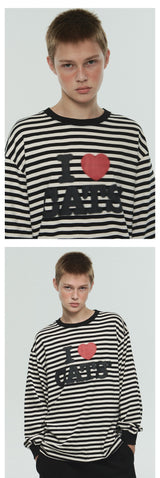 I LOVE CATS STRIPE LONG SLEEVE