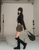 Tammy Suede Tiered Skirt Pants