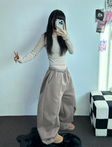 FLEECE/STRING❤FRONT POINT BALLOON PANTS 🤎🤍🖤🩶4COLOR