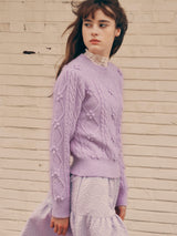 POMPOM CABLE KNIT LAVENDER
