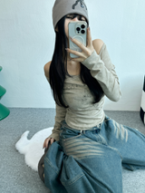 STRAP BALLOON WIDE DENIM🖤💙 - 2 COLORS