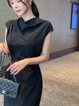 Celia Shirring Turdle Sleeveless Long One Piece