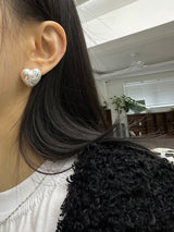 [92.5silver] Jewel heart earring